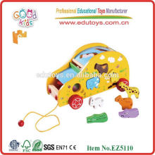 Nouveaux jouets de voiture design OEM Combinaison d&#39;animaux remorques de remorques en bois jouets jouets pour enfants jouets EZ5110